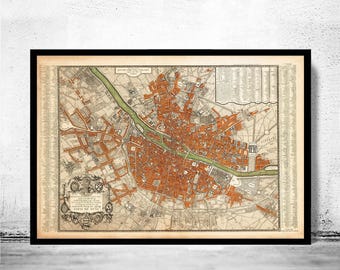 パリのヴィンテージ地図 1742年 パリの古地図 フランス 修復装飾