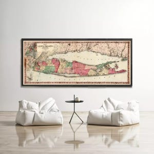 Old Long Island Map Print 1863 | Antique Wall Decor