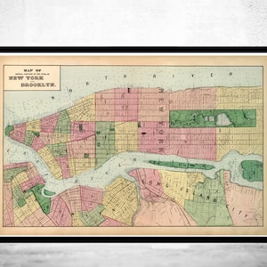 Old Map of New York 1873 Manhattan  | Vintage Poster Wall Art Print |