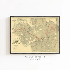 Beautiful Old Map of Queens New York 1937 Vintage Map | Vintage Map Wall Art Print | Large Map Print | Home Decor Wall Art