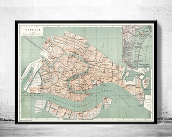 Old Map of Venice Italy 1886 Vintage Map | Vintage Poster Wall Art Print | Wall Map Print | Old Map Print