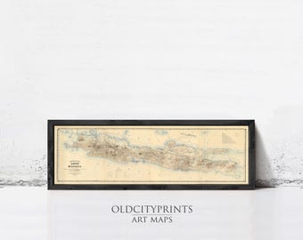 Old Map of Java and Madura Islands Indonesia 1878 Vintage Map | Wall Map Print