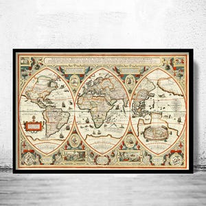 Old World Map 1618 Old Map of the World | World Map Gift World Map Print | Vintage World Map | Large Map Print | Home Decor Wall Art