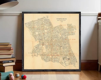 Vintage Pompeii Map Print 1909 Italy Wall Art (Antique Reproduction)