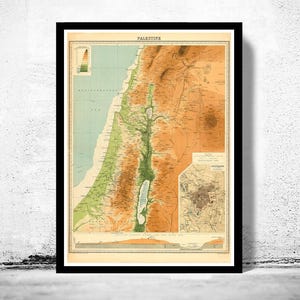 Old Map of Palestine and Jerusalem 1920 Vintage Map Gift  | Vintage Map Wall Art Print | Large Map Print | Home Decor Wall Art