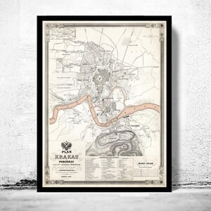 Old Map of Krakow 1847 Poland Vintage Map | Wall Map Print