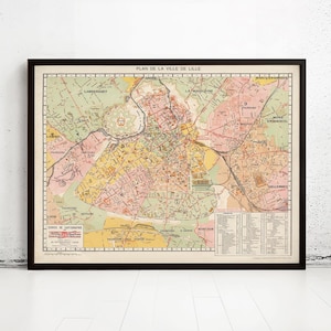 Old Map of Lille France Vintage Map | Vintage Map Wall Art Print | Large Map Print | Home Decor Wall Art