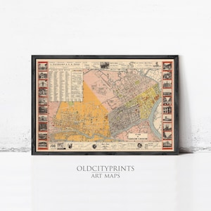 Vintage Map of Saigon Ho Chi Minh City 1945 Vietnam | Wall Map Print