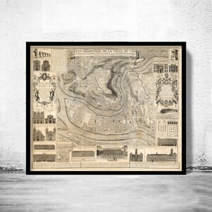 Old Map of Lyon France 1740 Vintage Map of Lyon | Vintage Map Wall Art Print | Large Map Print | Home Decor Wall Art