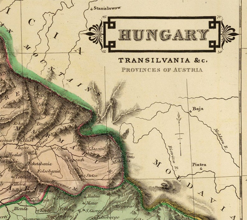 Old Map of Hungary 1831 Vintage Map Vintage Poster Wall Art Print Wall Map Print Old Map Print image 3