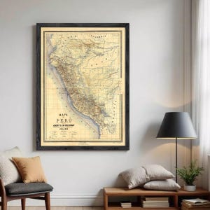 1896 Old Map of Peru | Vintage Wall Art Print