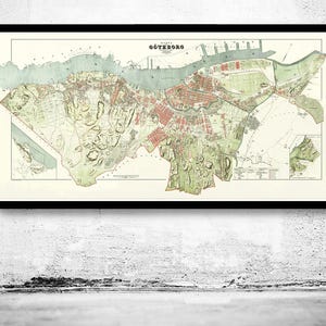 Old Map of Gothenburg Göteborg  Sweden 1888 Vintage Map | Vintage Map Wall Art Print | Large Map Print | Home Decor Wall Art