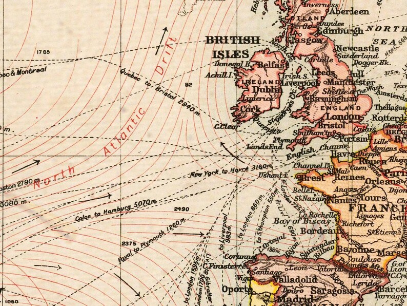 Beautiful World Map Vintage Atlas 1908 Mercator Projection | Vintage ...
