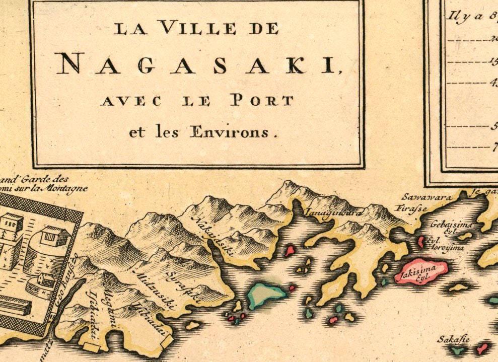 Old Map of Nagasaki 1750 Japan Vintage Map | Wall Map Print - Etsy