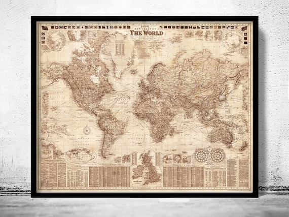 Sepia World Map Poster