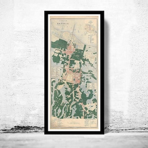 Beautiful Old Map of Jakarta Batavia Indonesia 1866 Vintage Map | Vintage Map Wall Art Print | Large Map Print | Home Decor Wall Art