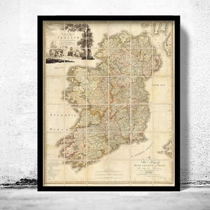 Vintage Map of Ireland 1797 Beautiful Old Map of Ireland  | Vintage Map Wall Art Print | Large Map Print | Home Decor Wall Art