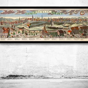 Old Panoramic View of Berlin Germany 1761 Vinatge Gravure Berlin | Vintage Map Wall Art Print | Large Map Print | Home Decor Wall Art