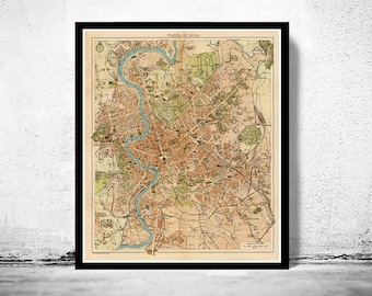 Vintage Map of Rome Roma Italy 1930 Antique map of Rome | Vintage Poster Wall Art Print | Wall Map Print | Old Map Print