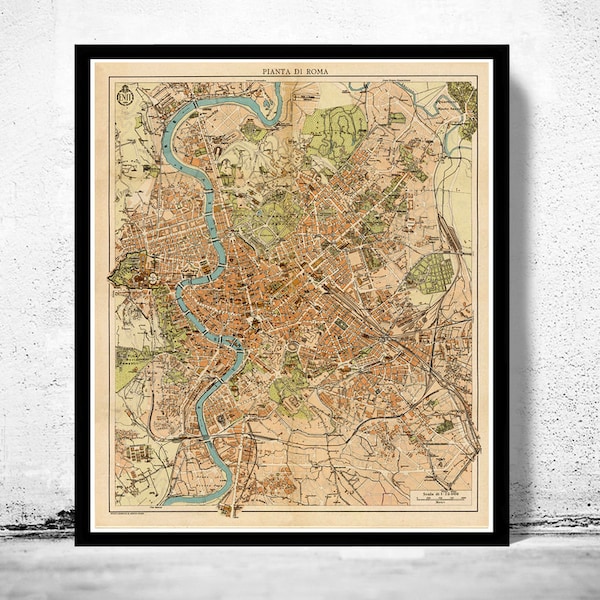 Vintage Map of Rome Roma Italy 1930 Antique map of Rome | Vintage Poster Wall Art Print | Wall Map Print | Old Map Print