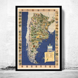 Old Map Argentina 1936 The promised Land Vintage Map  | Vintage Poster Wall Art Print | Wall Map Print |  Old Map Print