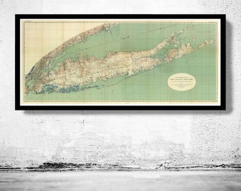 Old Map of Long Island 1913 Vintage Map | Vintage Poster Wall Art Print | Wall Map Print | Old Map Print