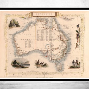 Beautiful Old Map Australia 1851 Vintage Map  | Vintage Map Wall Art Print | Large Map Print | Home Decor Wall Art
