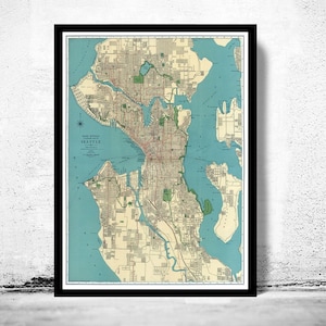Old Map of Seattle Washington 1924 Vintage Map of Seattle | Vintage Map Wall Art Print | Large Map Print | Home Decor Wall Art