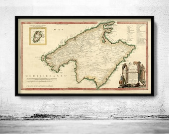 Old Map of Mallorca Island Spain 1773 Mapa Viejo de Mallorca | Vintage Poster Wall Art Print | Wall Map Print | Old Map Print