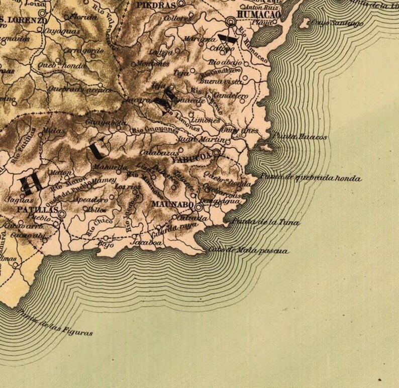 Vintage Old Map of Puerto Rico Island, 1886, Old Map | Wall Map Print image 4