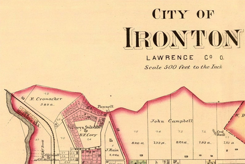 Old Map of Ironton Ohio 1877 Vintage Map Vintage Poster Wall Etsy