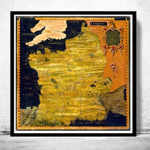Old Map of France 1576  | Vintage Map Wall Art Print | Large Map Print | Home Decor Wall Art