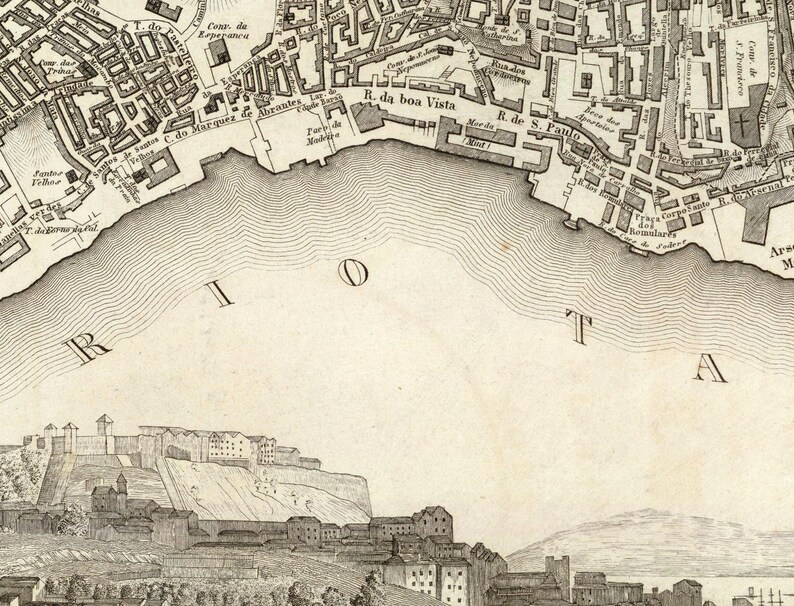 Vintage Map of Lisbon Portugal 1844 Map | Antique Wall Art Décor Print image 5