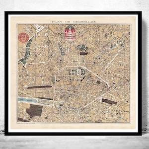 Old Map of Brussels Bruxelles Belgium 1924 Vintage Map | Vintage Map Wall Art Print | Large Map Print | Home Decor Wall Art