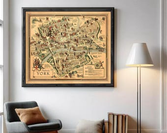 History York City Map Print | Pictorial United Kingdom Wall Art