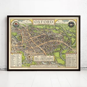 Old Map of Oxford England 1936 Vintage Map | Vintage Map Wall Art Print | Large Map Print | Home Decor Wall Art
