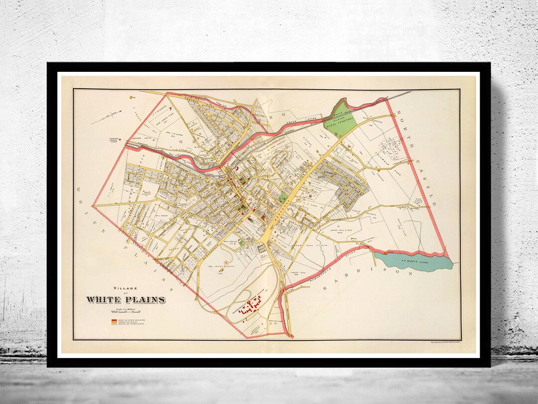 Old Map of White Plains New York 1893 Vintage Poster Wall Art Print ...