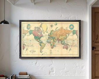 ヴィンテージ世界地図ポスター：レトロな旅行装飾プリント - Etsy 日本