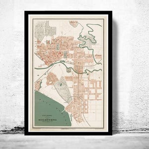 Old Map of Melbourne City Australia 1877  | Vintage Map Wall Art Print | Large Map Print | Home Decor Wall Art