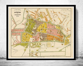 Old Map of Utrecht The Netherlands 1879 Vintage Map | Vintage Poster Wall Art Print | Wall Map Print | Old Map Print