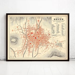 Old Map of Quito Ecuador 1888 Equator Republic | Vintage Map Wall Art Print | Large Map Print | Home Decor Wall Art