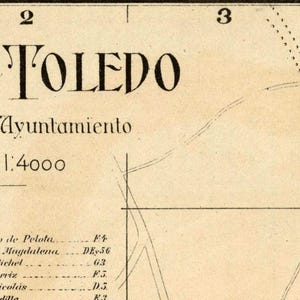 Old Map of Toledo Spain 1904 Vintage map of Toledo | Wall Map Print immagine 4
