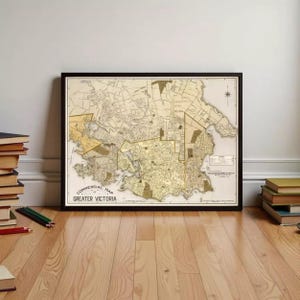 Greater Victoria BC Vintage Map Print 1921 | British Columbia Canada Wall Map