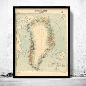 Vintage Old Map of Greenland Groenland 1937 Vintage map  | Vintage Map Wall Art Print | Large Map Print | Home Decor Wall Art