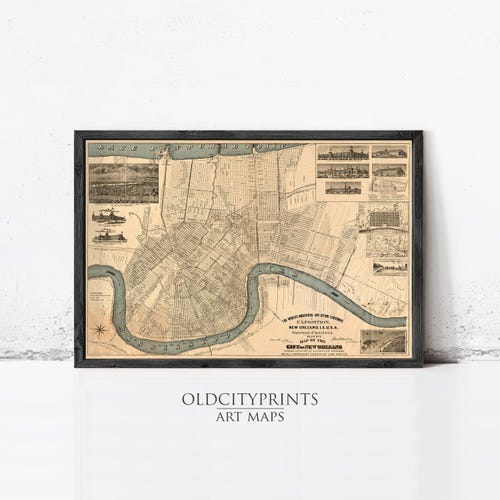 HISTORIX Vintage 1851 New Orleans Map Print - 18x24 Inch Wall Art, Historic Bird's Eye View Poster - View #10