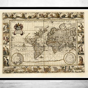 World Map antique 1640  | World Map Gift World Map Print | Vintage World Map | World Map Wall Art | Large Map Print | Home Decor Wall Art