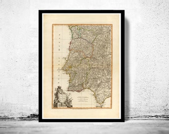 Old Map of Portugal 1794, Mapa de Portugal, Portuguese map  | Vintage Poster Wall Art Print | Wall Map Print |  Old Map Print
