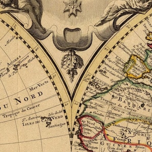 Old World Map antique 1742  | World Map Gift World Map Print | Vintage World Map | World Map Wall Art | Large Map Print