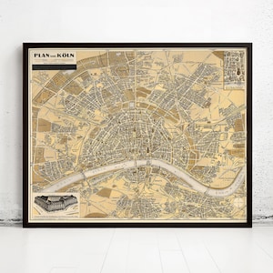 Old Map of Koln Germany 1930 Vintage Map | Vintage Map Wall Art Print | Large Map Print | Home Decor Wall Art