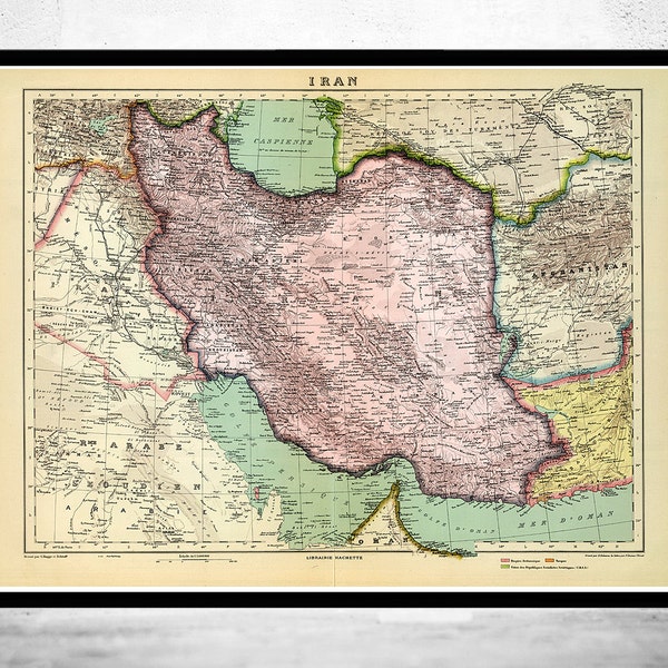 Oude kaart van Iran 1931 Vintage kaart | Vintage poster kunst aan de muur afdrukken | Wandkaart afdrukken | Oude kaartafdruk